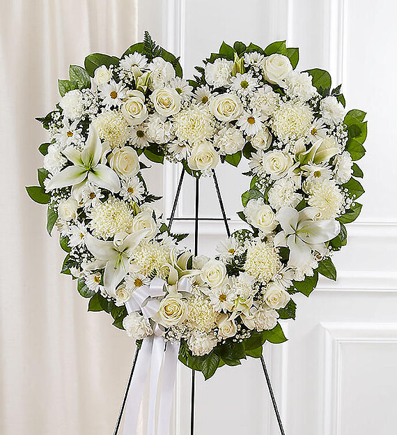 Always Remember&amp;trade; Floral Heart Tribute- White